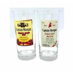 2 Captain Morgan Caribbean The Original Spiced Rum Highball 16oz Drink Glasses‎